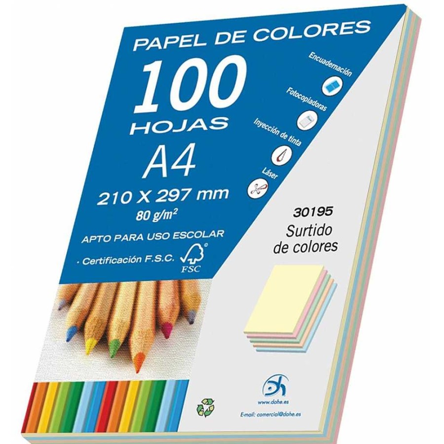 Papeler A Dohe Papel Y Recambios Anillas | Paquetes 100 Hojas Colores Pastel A4 80 Gr