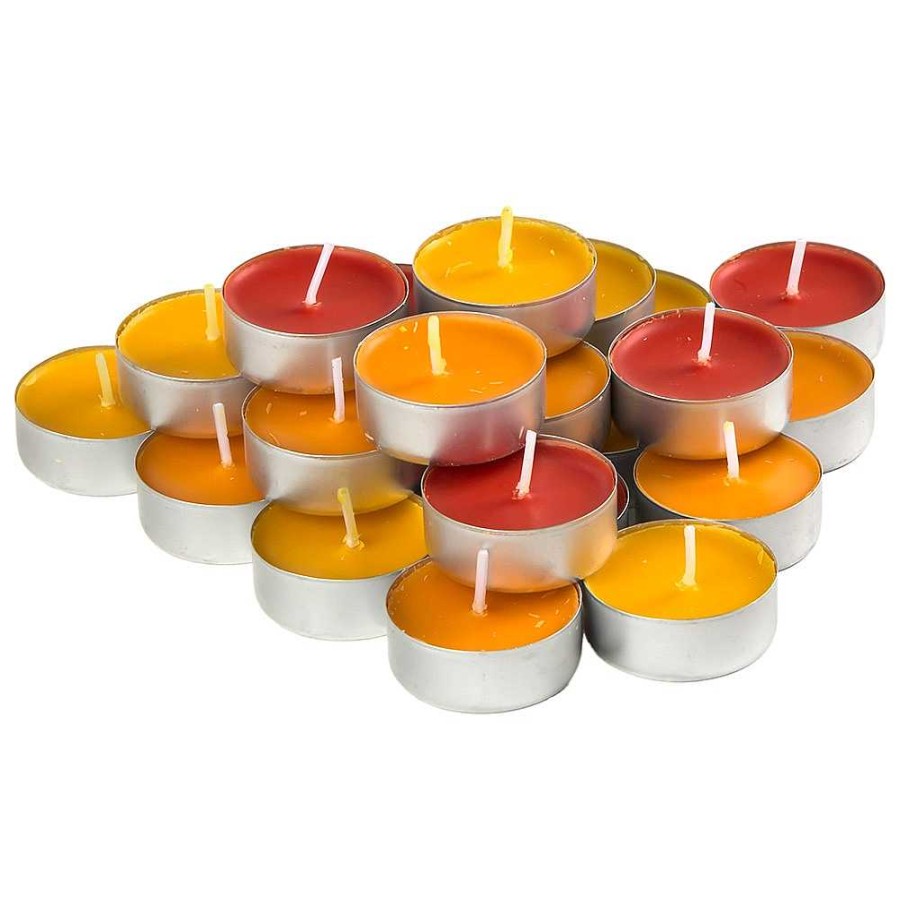 Home & Deco Genérico Velas Y Aromas | Pack 24 Velas Tealites 10 Gr Naranja 3,5 Horas Duraci N