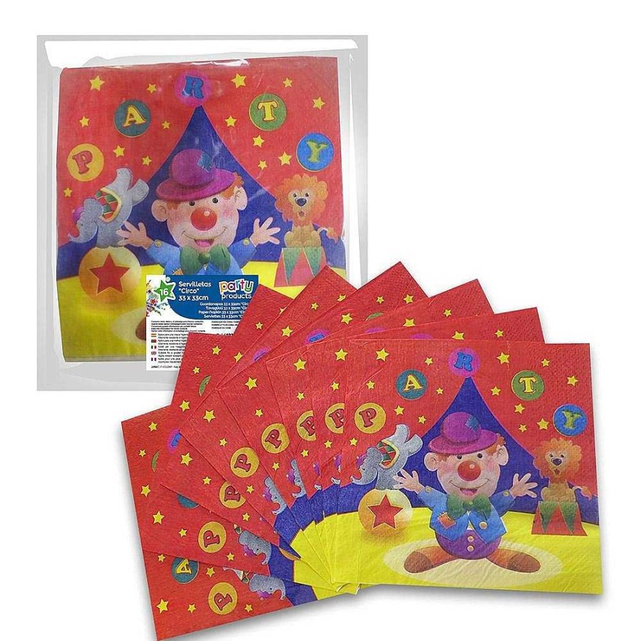 Fiestas Y Disfraces Genérico | Pack 16 Servilletas Circo 33X33 Cm