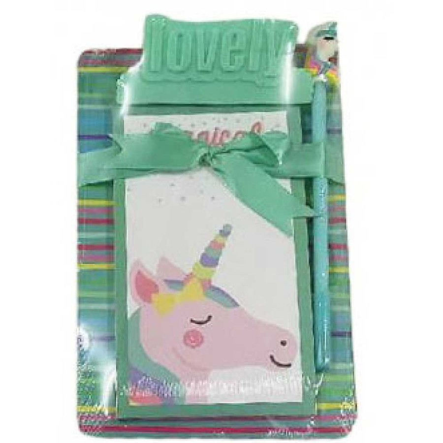 Regalo Genérico Tendencia Unicornios | Tabla Con Pinza, Blos Notas Y Boli Unicornio 24X15