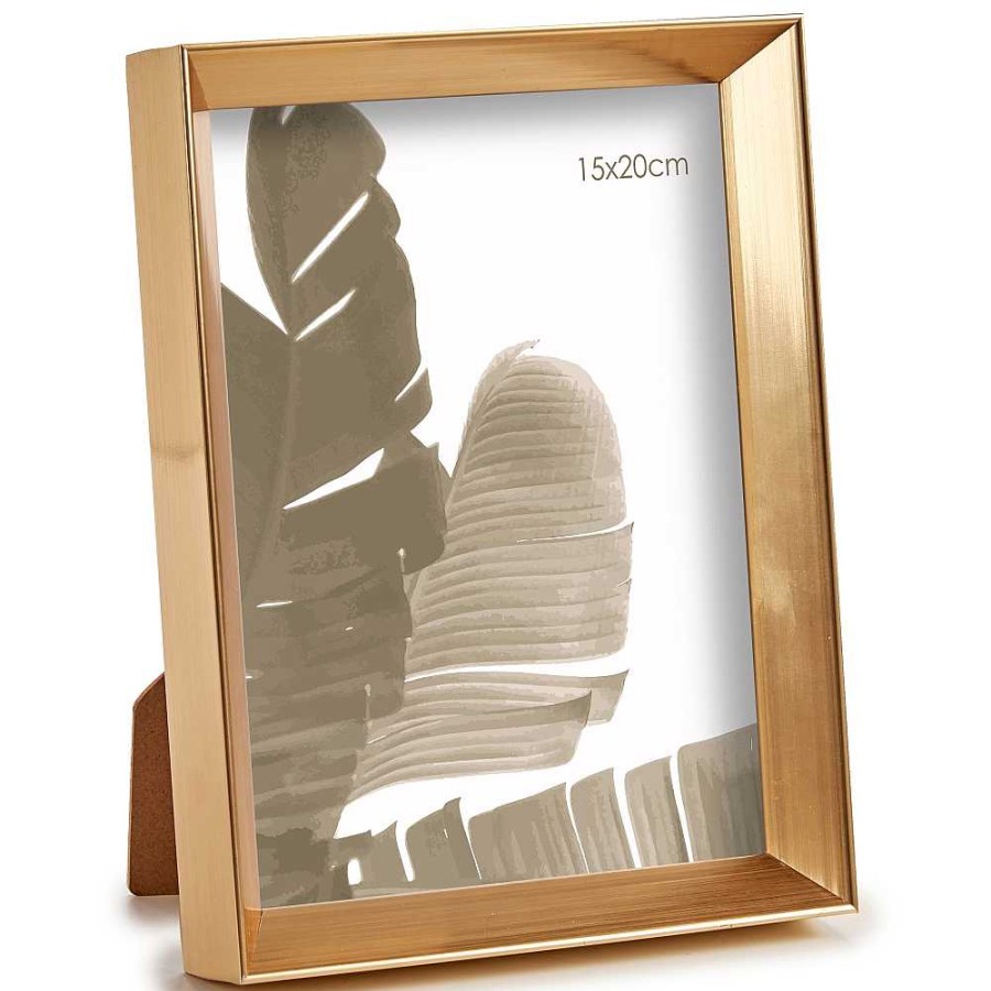 Home & Deco Gift decor Marcos De Fotos | Portafoto Plastico Moldura Oro 15X20 Cm