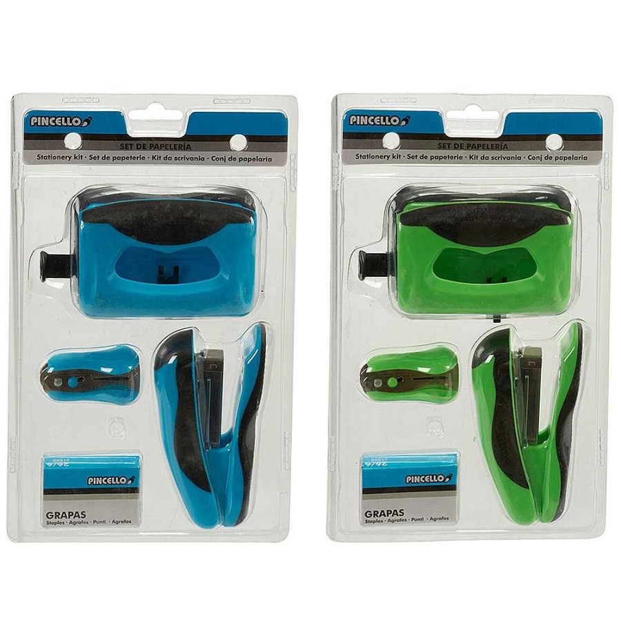 Papeler A Pincello Grapadoras Y Clips | Set Grapadora Y Accesorios 4 Piezas 3 Colores