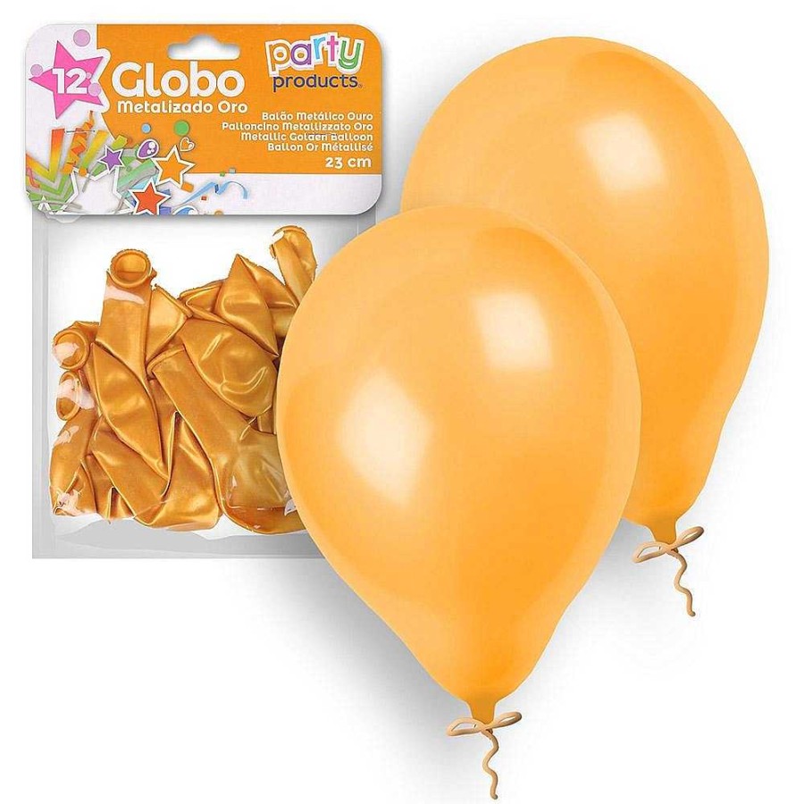 Regalo Genérico San Valent N - Enamorados | Pack 12 Globos Metalizado Oro 23 Cm