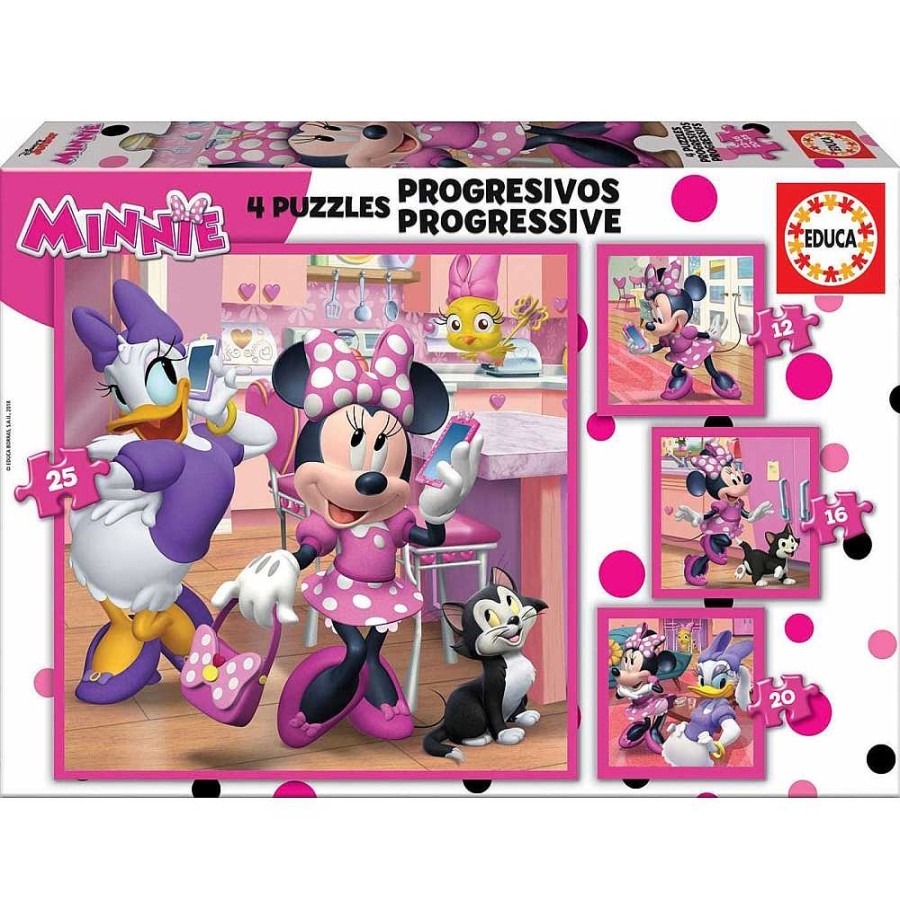 Juguetes Disney Puzzles Infantiles | Minnie Puzzle Progresivo 12-16-20-25 Piezas