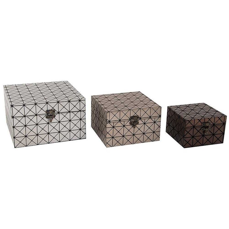 Regalo Genérico Relojes Y Bisuter A | Set 3 Caja Madera Metalizada 20X20X12