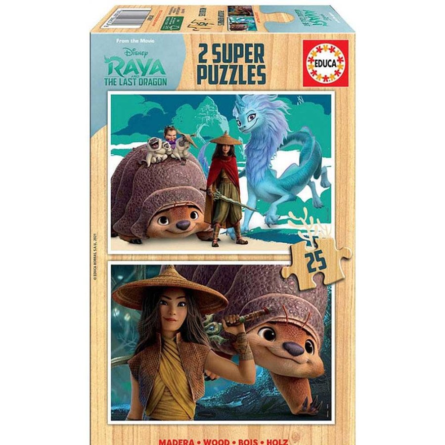 Juguetes Disney Puzzles Infantiles | Raya&Last Dragon Puzzle Madera Doble 2X25 Piezas