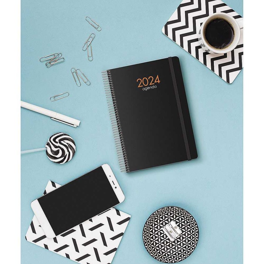 Papeler A Dohe Agendas | Agenda 2024 D A P Gina 21X29 Azul Con Espiral Y Goma Syncro