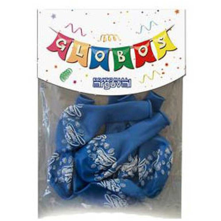 Fiestas Y Disfraces Editorial Arguval | Pack 12 Globos Decorados Comuni N Azul