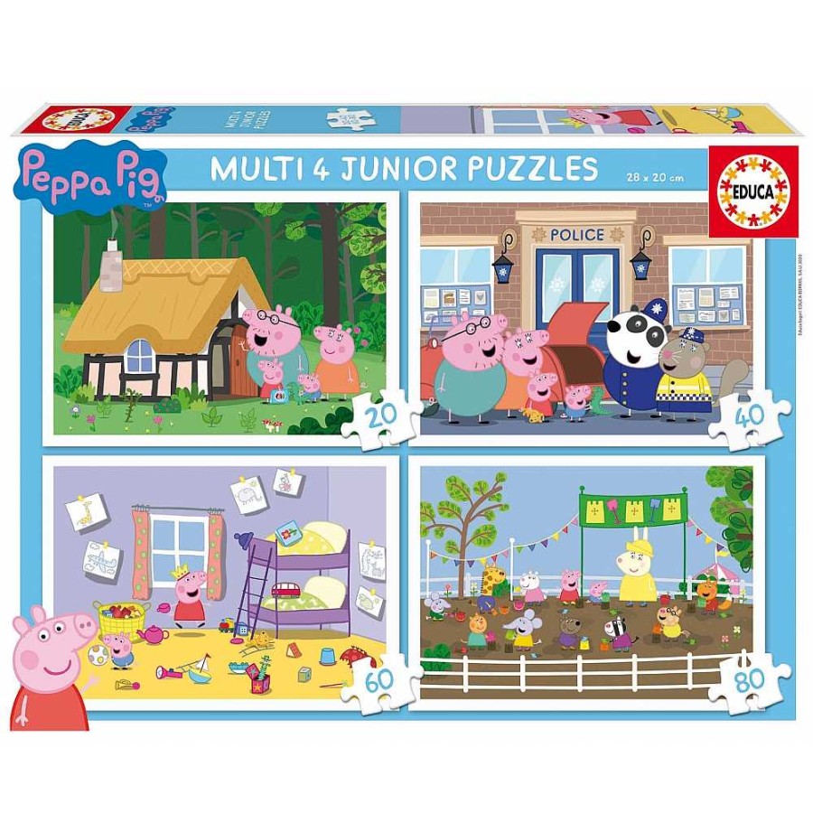 Juguetes Peppa Pig Puzzles Infantiles | Peppa Pig Multi 4 Puzzle 20 - 80 Piezas