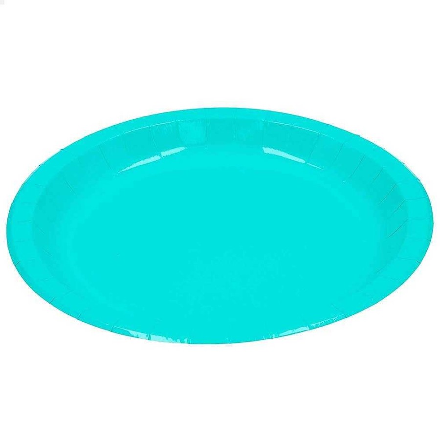 Fiestas Y Disfraces Genérico | Pack 8 Platos Desechable Verde Agua 23 Cm