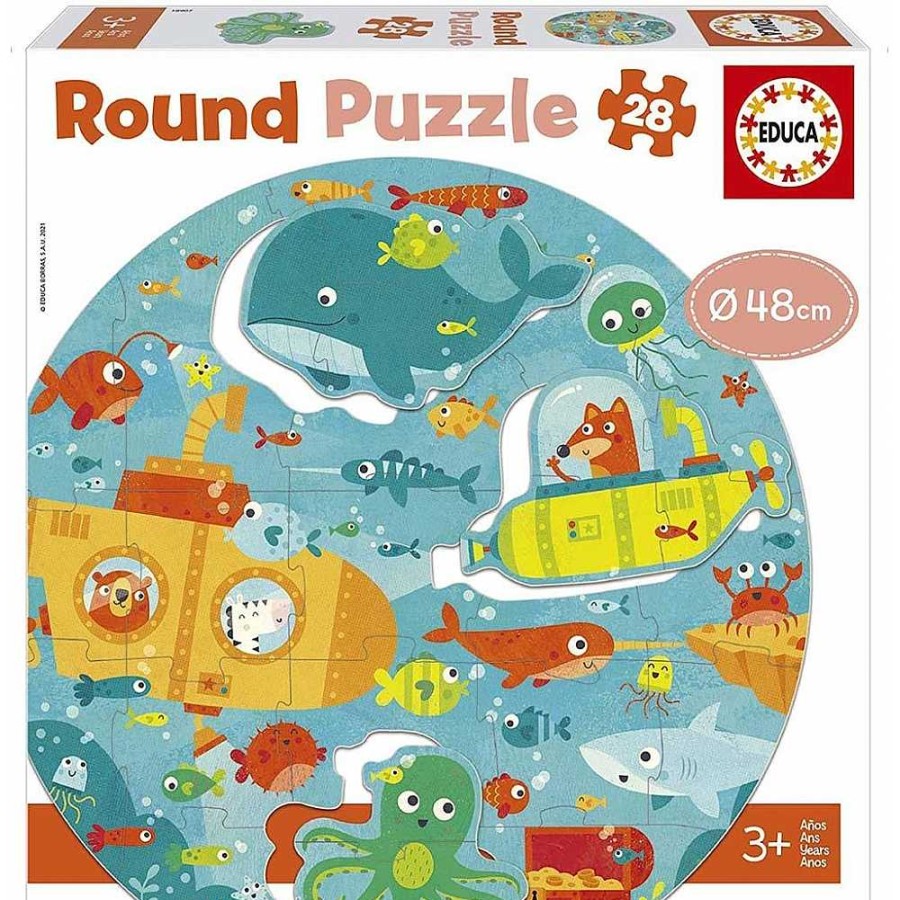 Juguetes Educa Puzzles Infantiles | Puzzle Round Bajo El Mar 28 Piezas