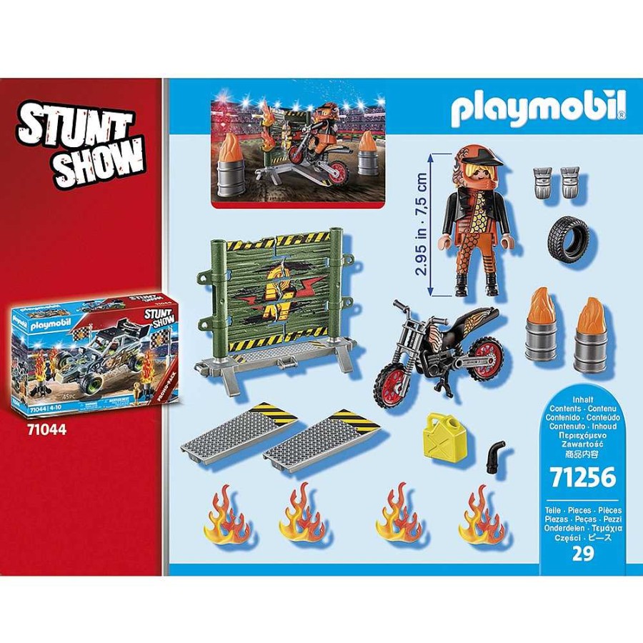 Juguetes Playmobil Playmobil | Playmobil Stuntshow Starter Pack Moto Con Pared De Fuego