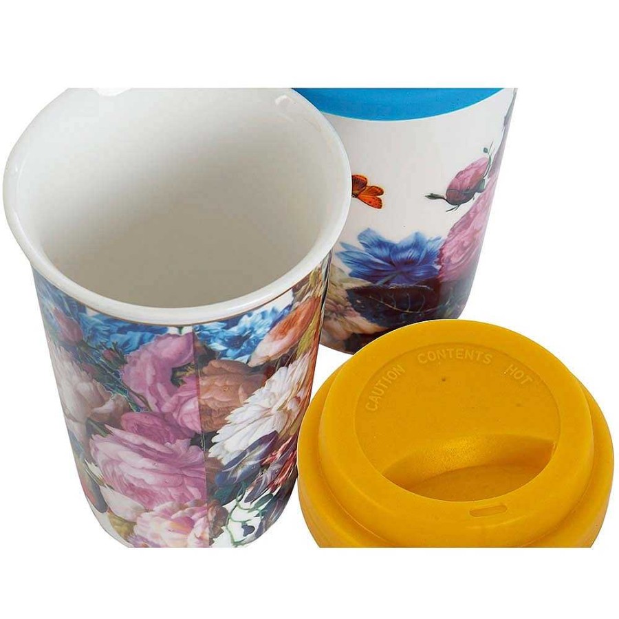 Home & Deco Item Complementos Cocina | Vaso Cer Mica Con Tapa Floral 400 Ml 2 Modelos Surtidos