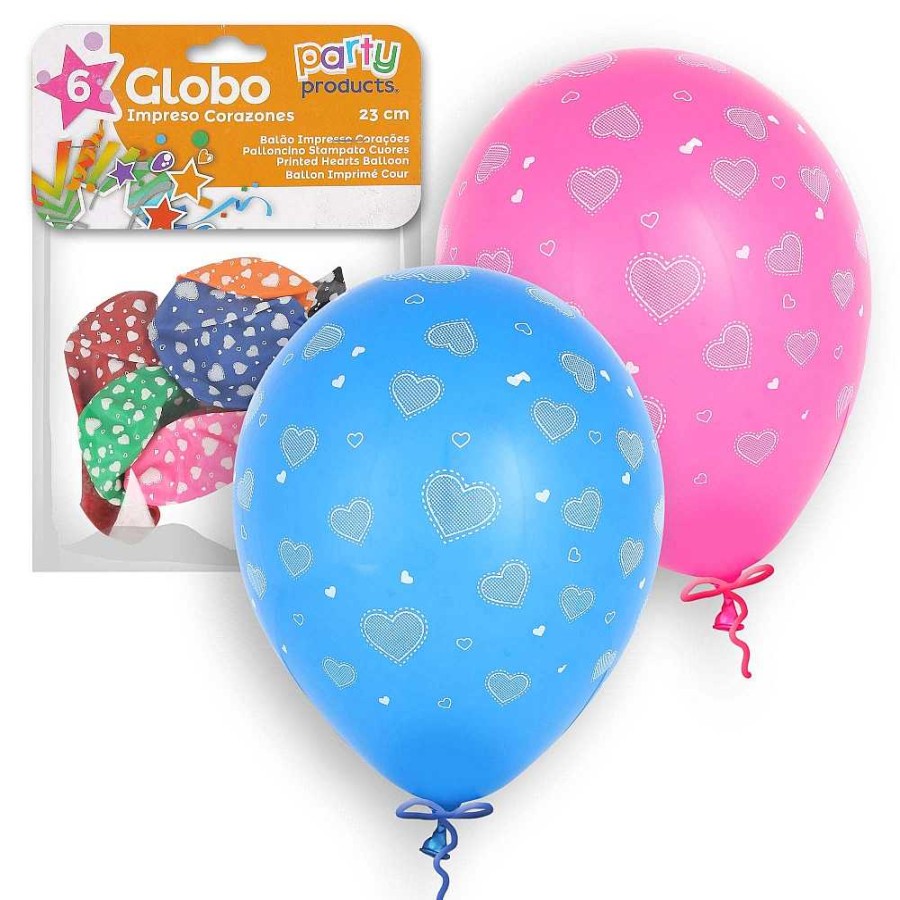 Regalo Genérico San Valent N - Enamorados | Pack 6 Globos Corazones Colores 23 Cm.