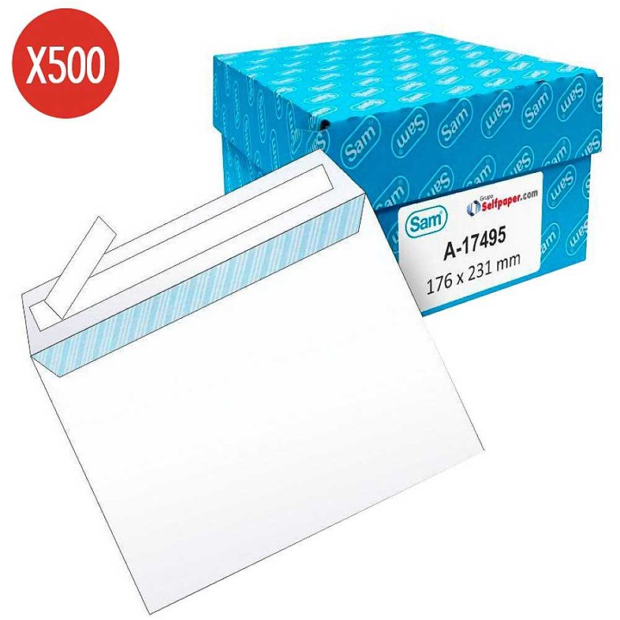 Papeler A SAM Sobres | Caja 500 Sobres 90 Gr Blanco 176X231 Con Tira