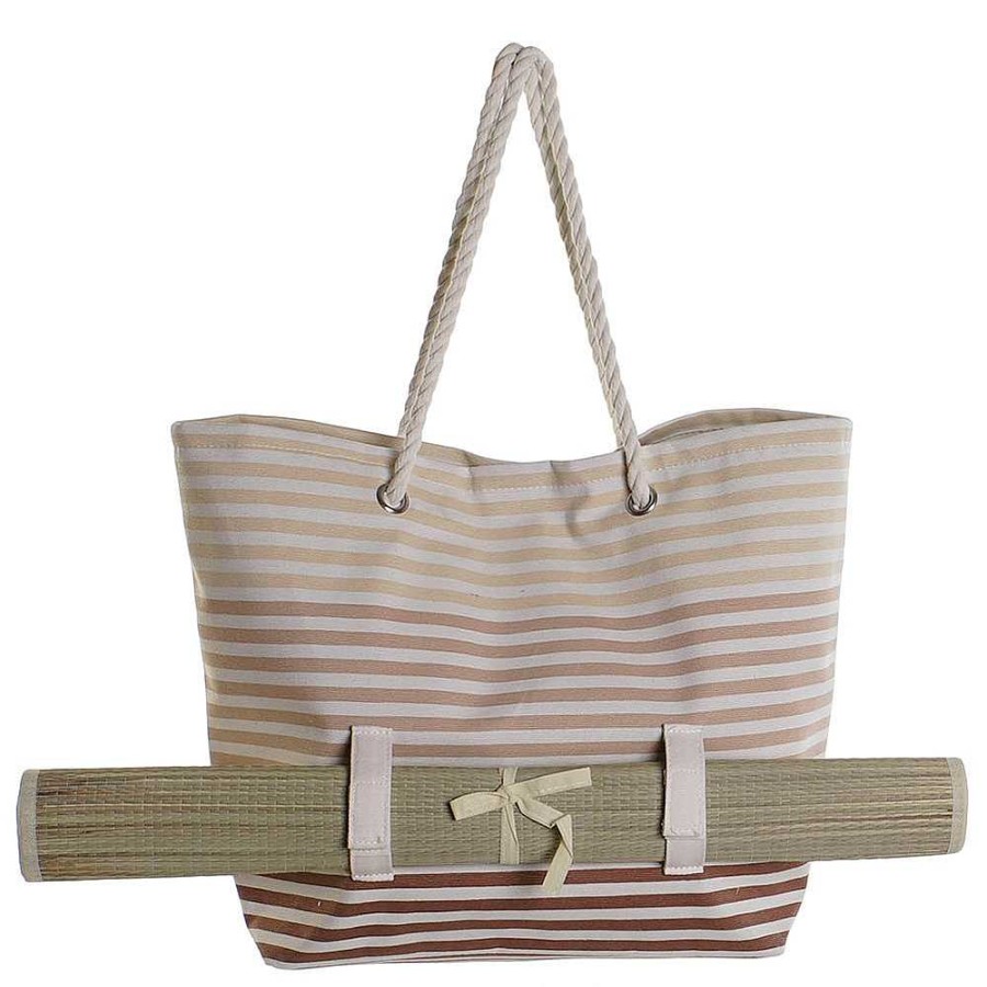 Regalo Item Bolsos | Bolso Playa 50X36X14 Con Esterilla 2 Colores Surtidos