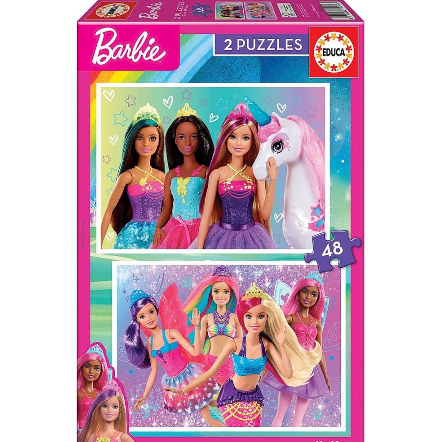 Juguetes Barbie Puzzles Preescolar | Barbie Puzzle Doble 2X48 Piezas