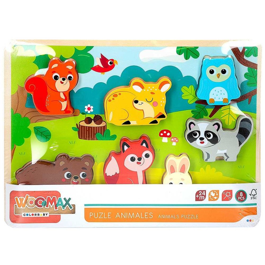 Juguetes Woomax Rompecabezas Y Encajes | Puzzle Madera 3D Encajable Animales30X21 Cm 3 Modelos