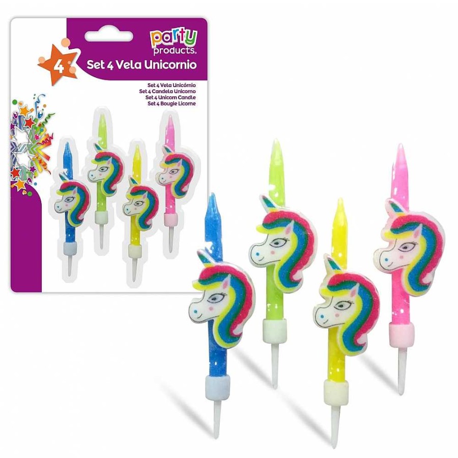 Regalo Genérico Tendencia Unicornios | Set 4 Velas Cumplea Os Unicornio