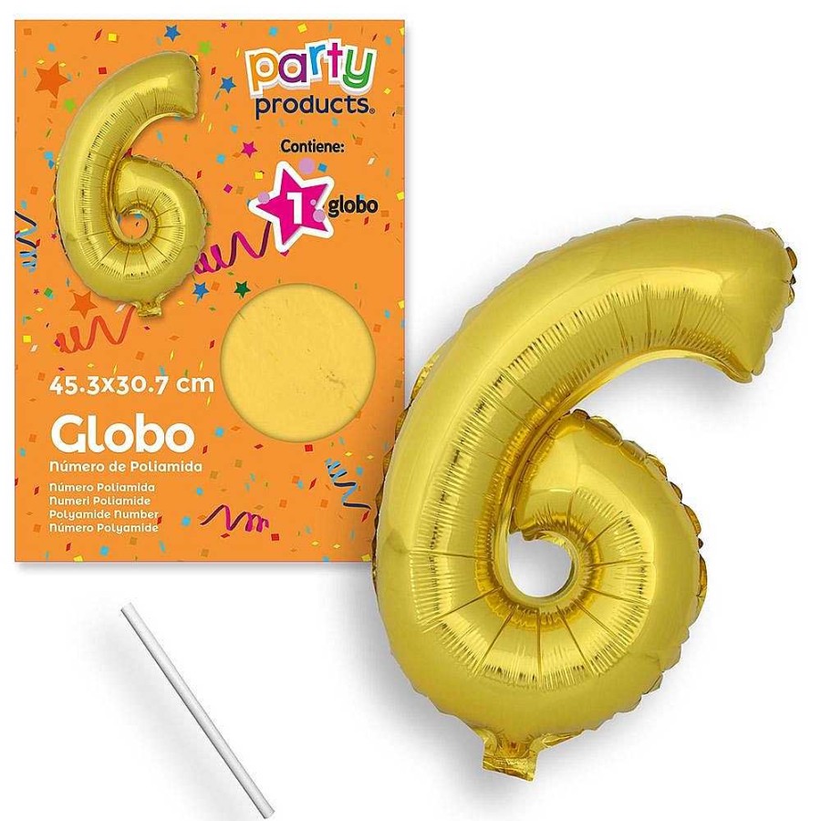 Fiestas Y Disfraces Genérico | Globo Poliamida 45 Cm N 6 Oro