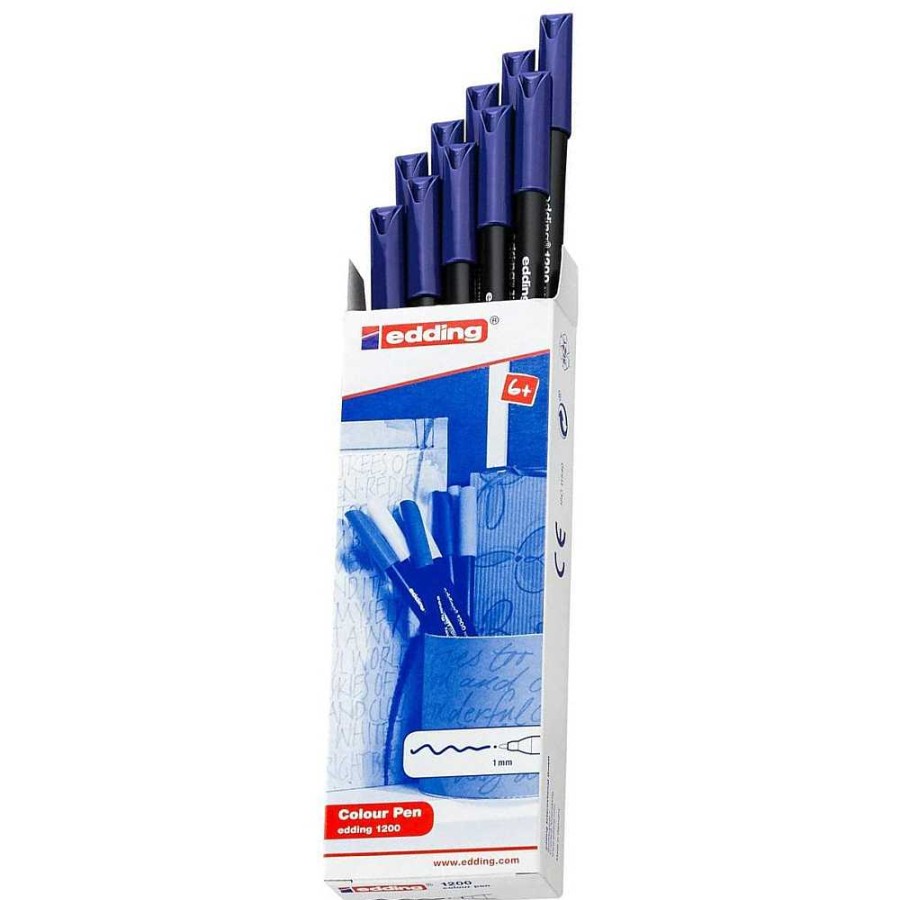 Papeler A Edding Rotuladores Escritura | Pack 10 Rotulador Edding 1200 Azul