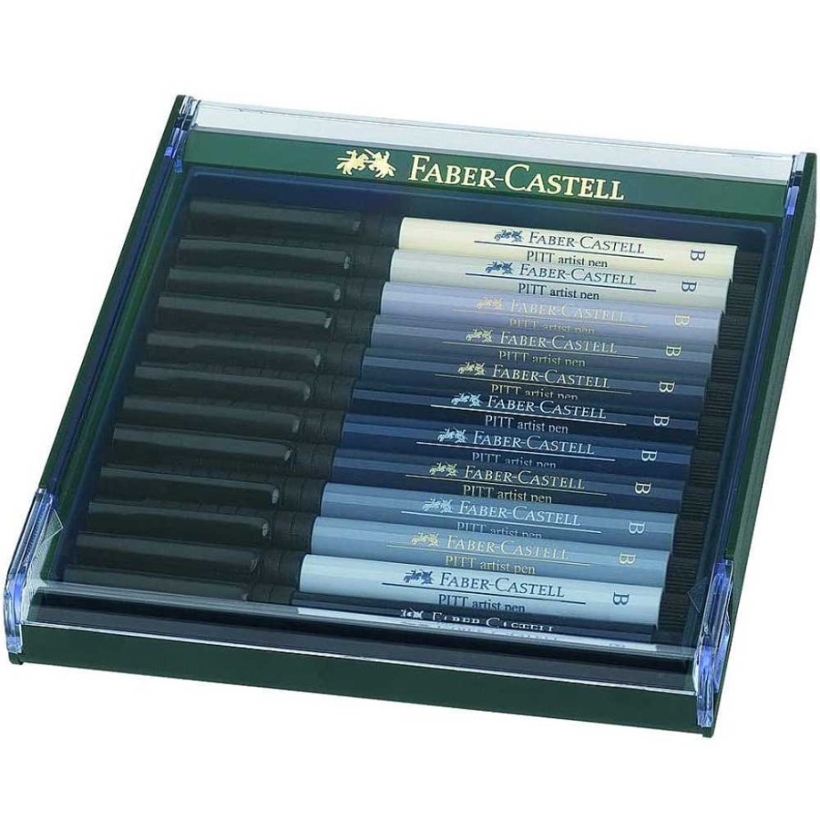 Papeler A Faber-Castell Dibujo Y Bellas Artes | Estuche Faber-Castell Pitt 12 Rotulad Tonos Grises