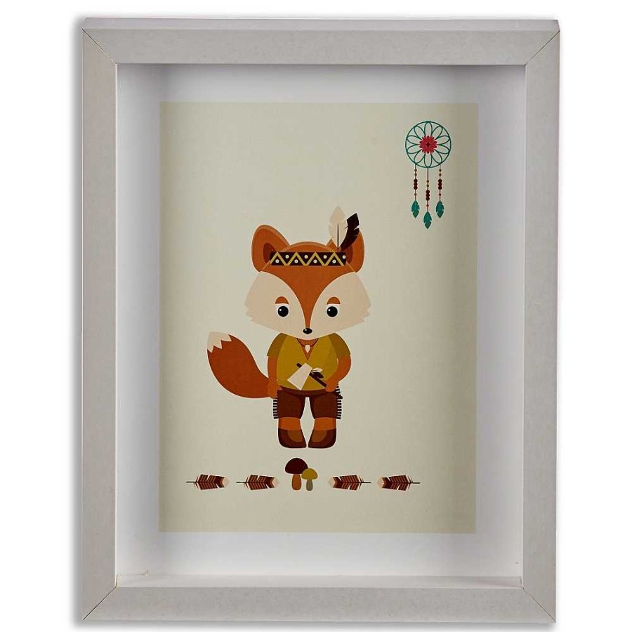 Home & Deco Gift decor Espejos Y Cuadros | Cuadro Infantil Zorro Madera 27X22 -2Mod