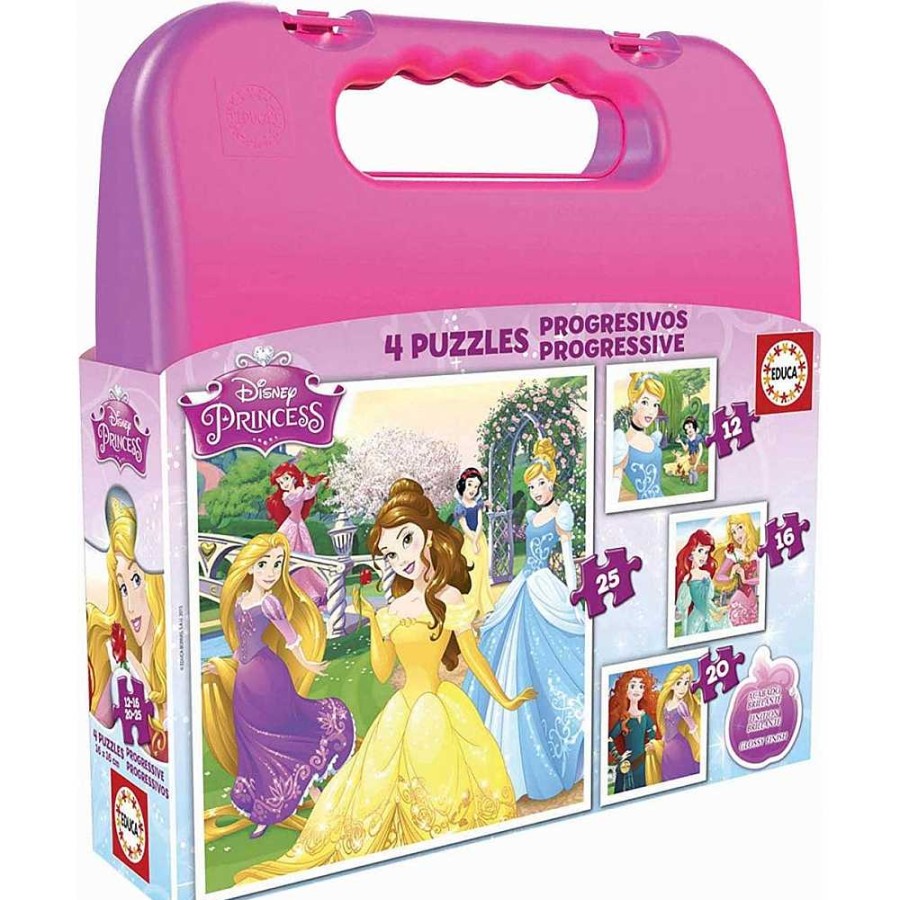 Juguetes Disney Puzzles Infantiles | Princesas Disney Maleta 4 Puzzles 12-16-20-25 Piezas