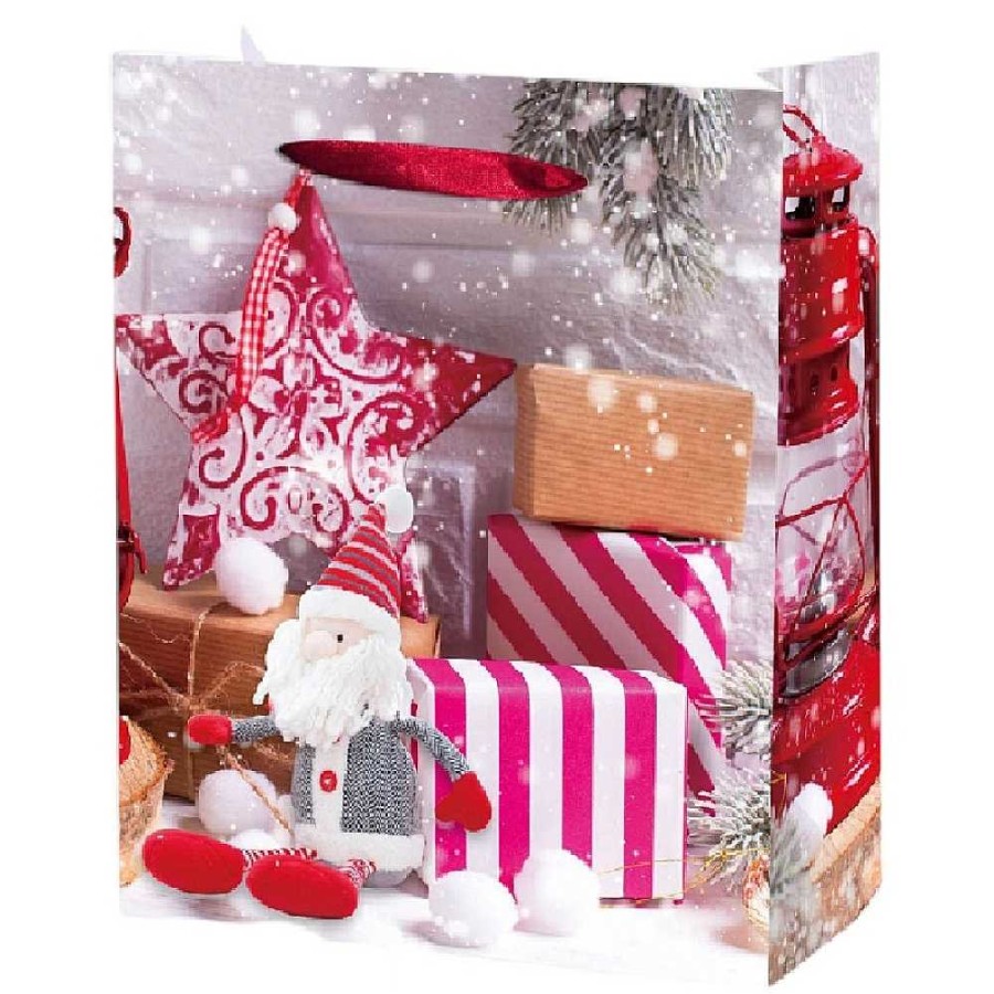 Papeler A Genérico Papel De Regalo Y Empaquetado | Bolsa De Regalo Con Purpurina Navidad 26X32X10 - 4 Modelos