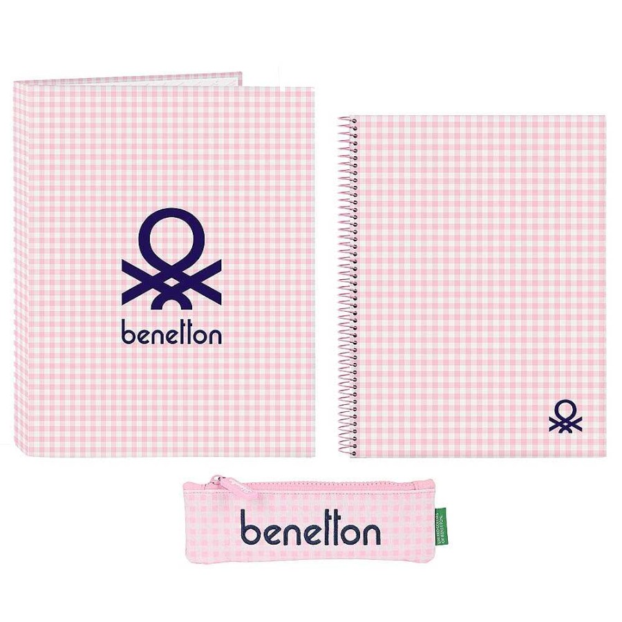 Mochilas Y Complementos Benetton | Benetton Vichy Set Regalo Carpeta + Bloc + Estuche 28X35X6