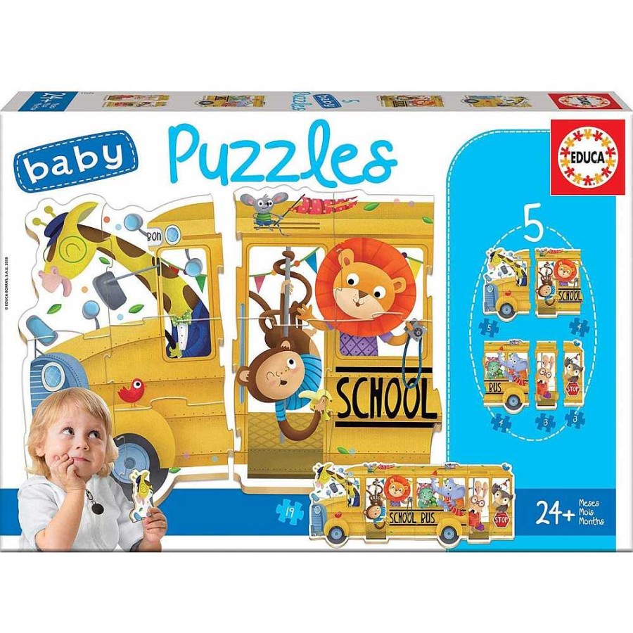 Juguetes Educa Puzzles Preescolar | Baby Puzzle Bus Animalitos 5 Piezas