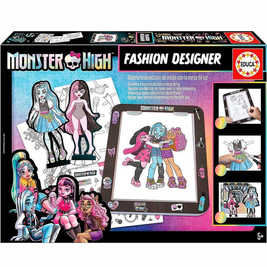 Juguetes Educa Pizarras Y Pupitres | Monster High Crea Tus Dise Os. Mesa Con Luz + 5 A Os