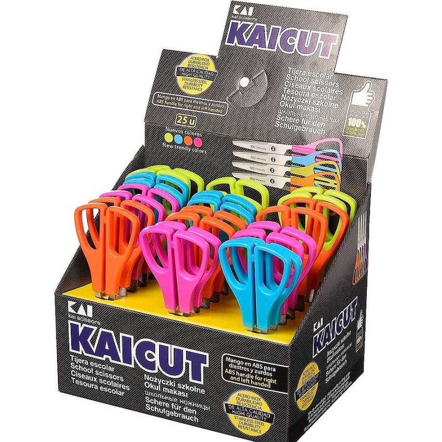 Papeler A Kaicut Tijeras Y Cutter | Expositor 25 Tijeras Escolares Kaicut 13 Cm