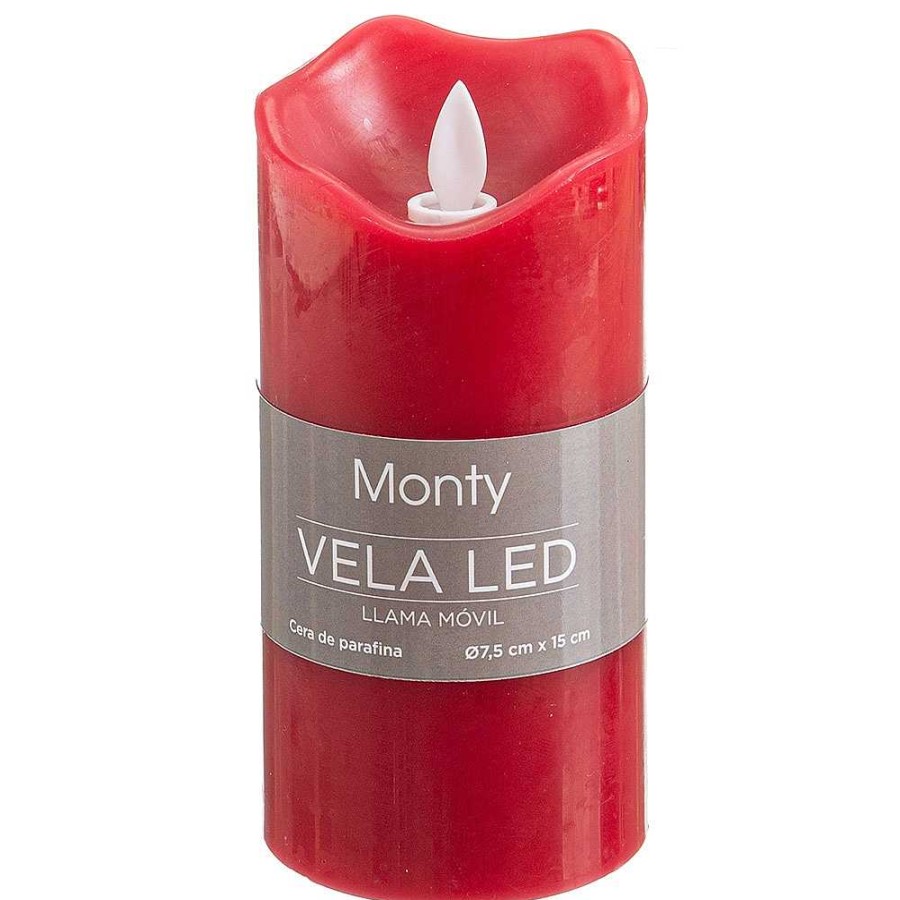 Home & Deco Juinsa Velas Y Aromas | Vela Led Rojo Con Movimiento 7,5X15 Cm