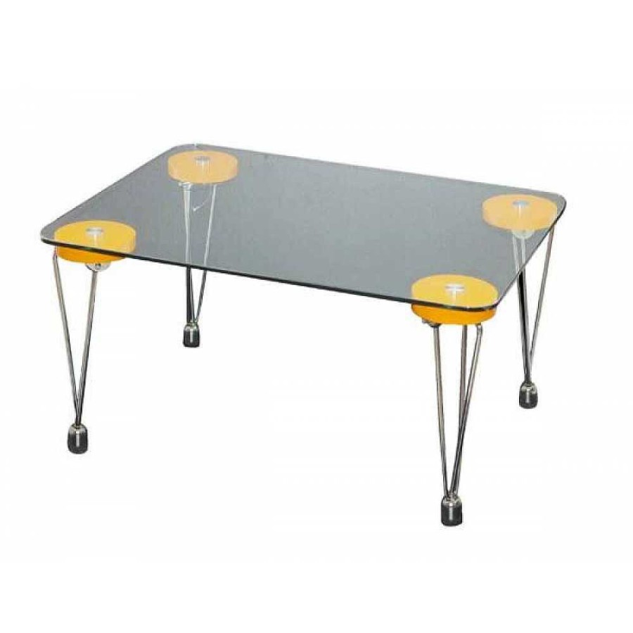 Home & Deco Genérico Mueble Auxiliar | Mesa Cristal Y Acero 76X57 Cm