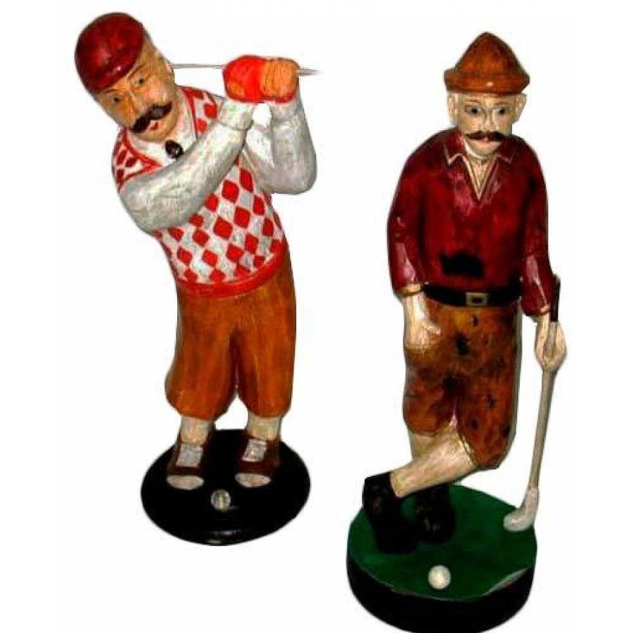 Home & Deco Genérico Adornos | Figura Golfista Madera 30Cm