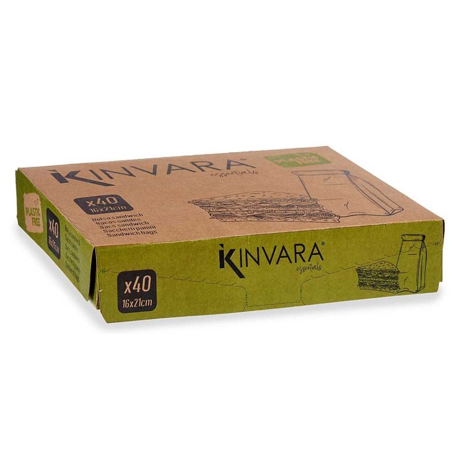 Home & Deco Kinvara Complementos Cocina | Pack 40 Bolsas Papel Sandwich16X21+5,5Cm